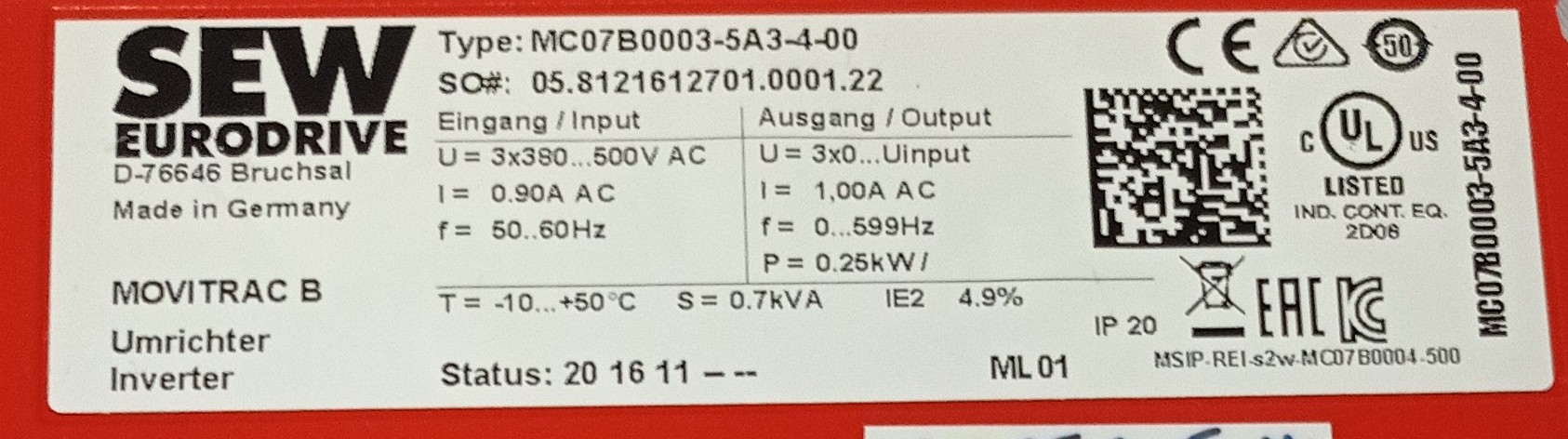 EuroDrive-SEW-MC07B0003-5A3-4-00-1