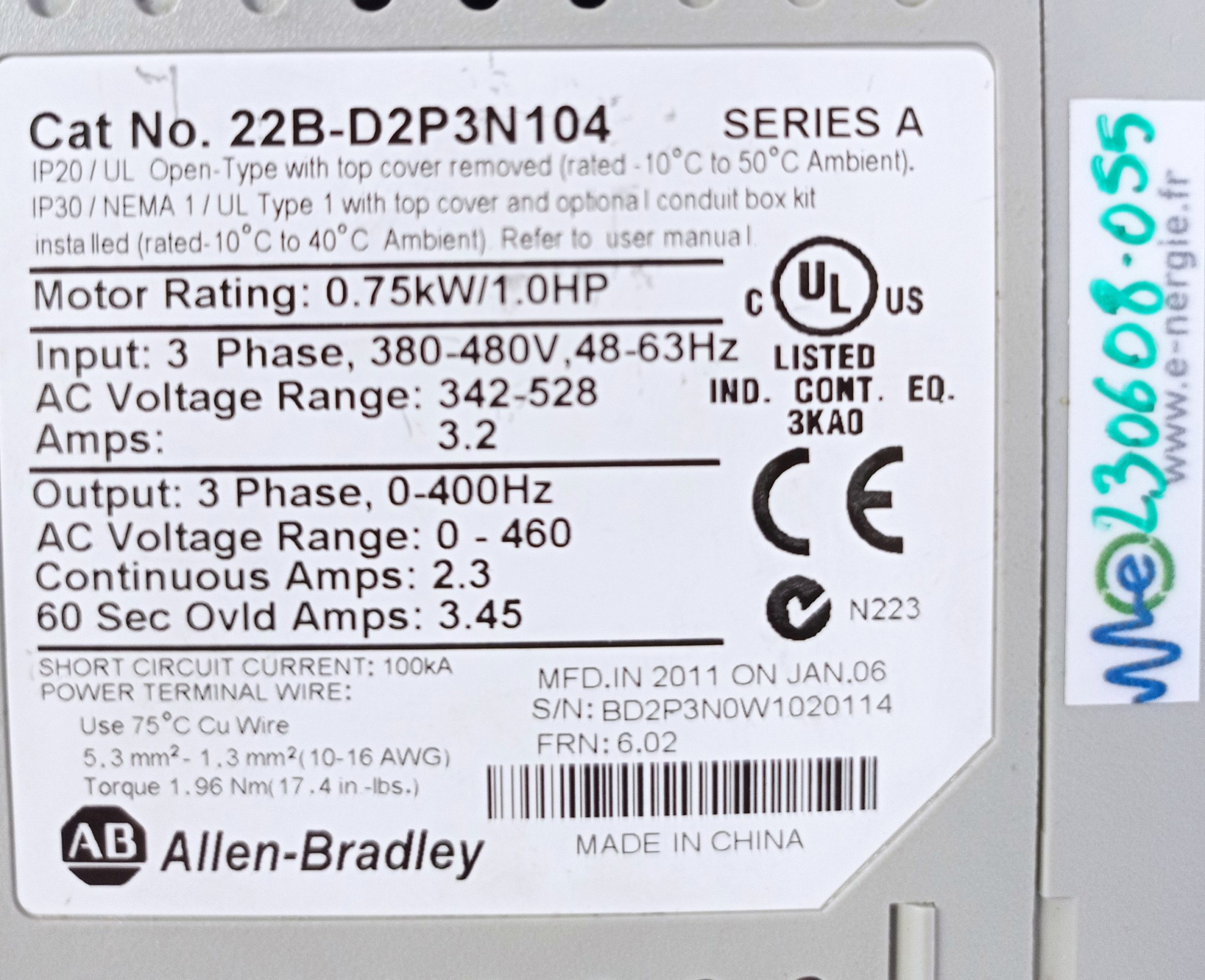 Variateur-ALLEN-BRADLEY-POWER-FLEX-40-22B-D2P3N104-2