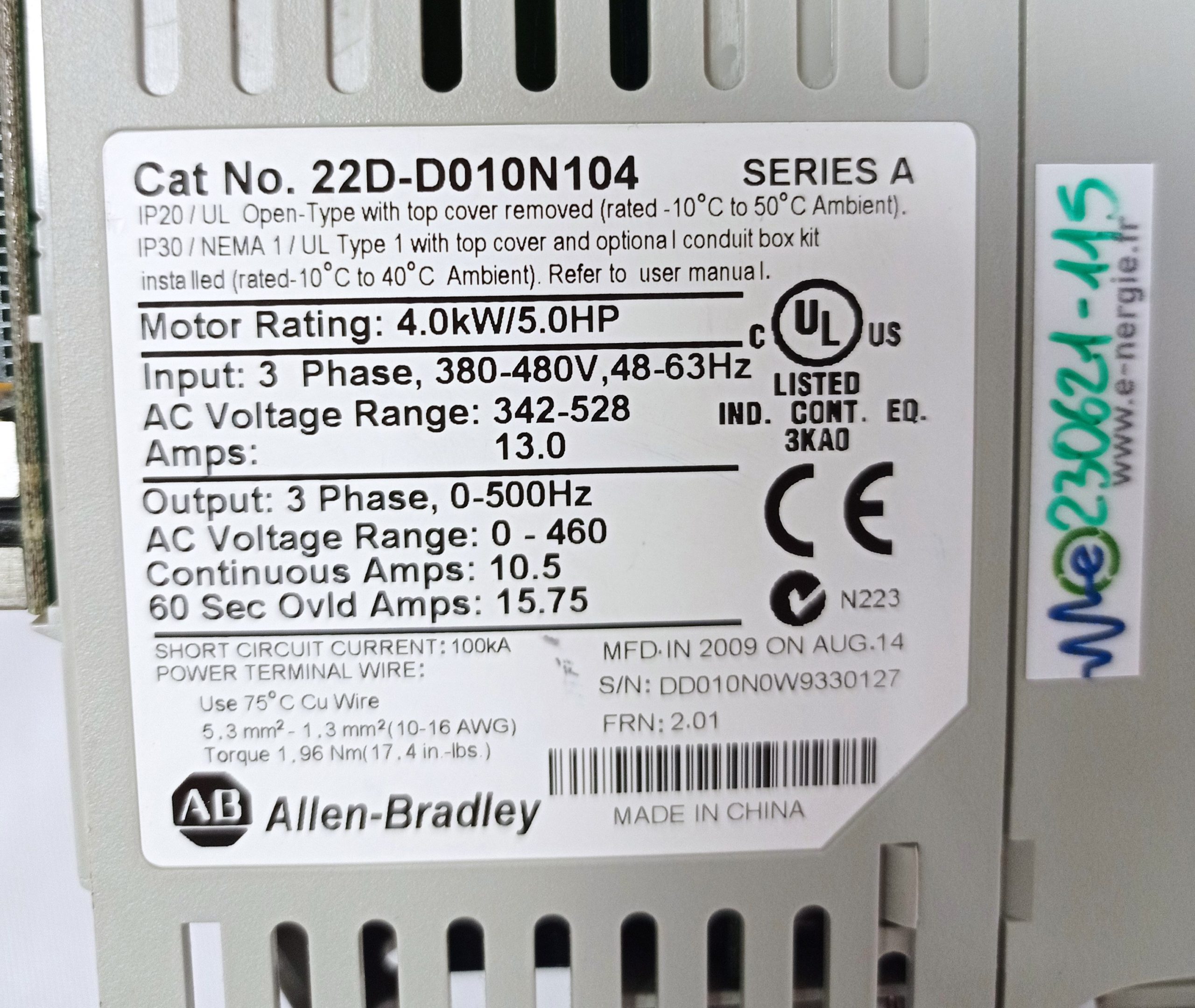 Variateur-POWER-FLEX-ALLEN-BRADLEY-22D-D010N104-2