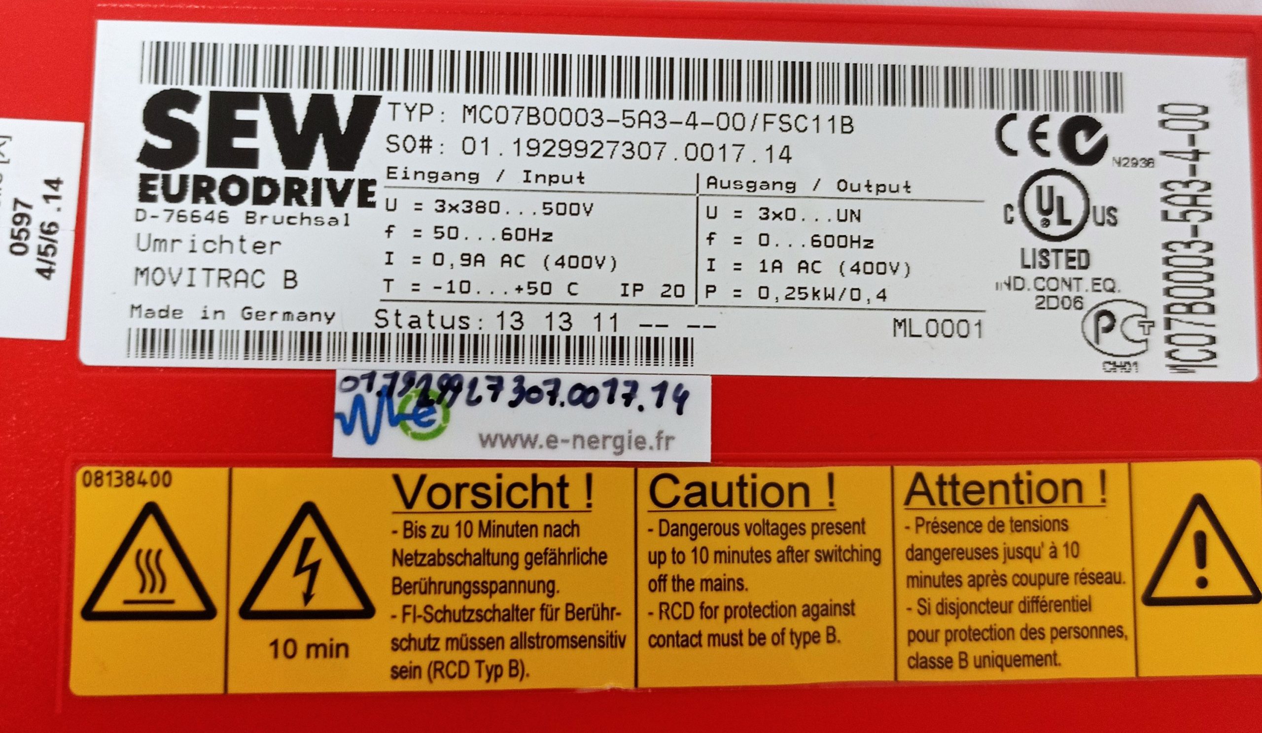 Variateur-SEW-MC07B0003-5A3-4-00-FSC11-1